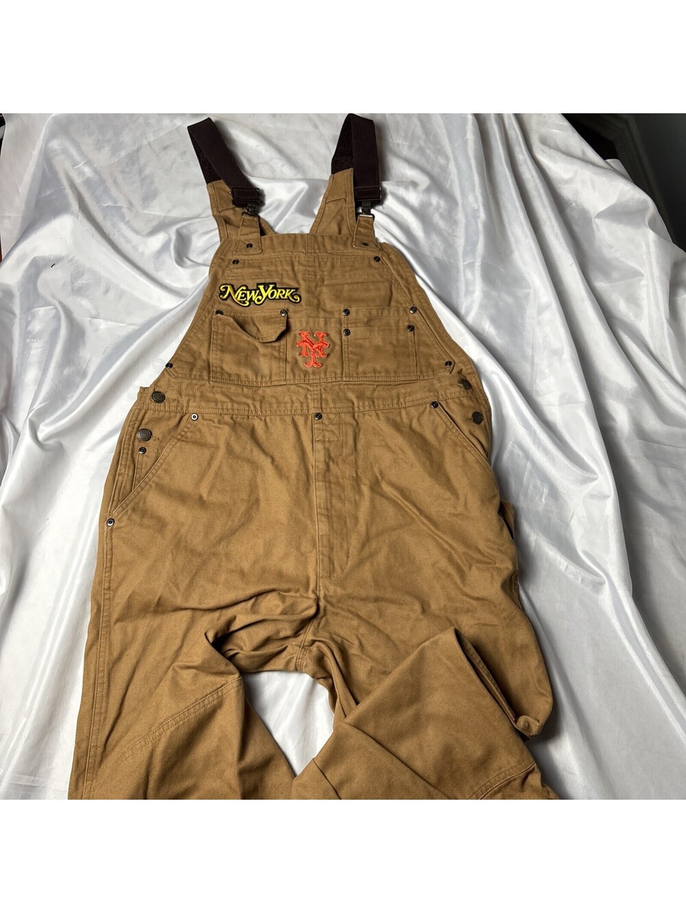 Brazos Work Force Brown Canvas Overalls with New York and NY